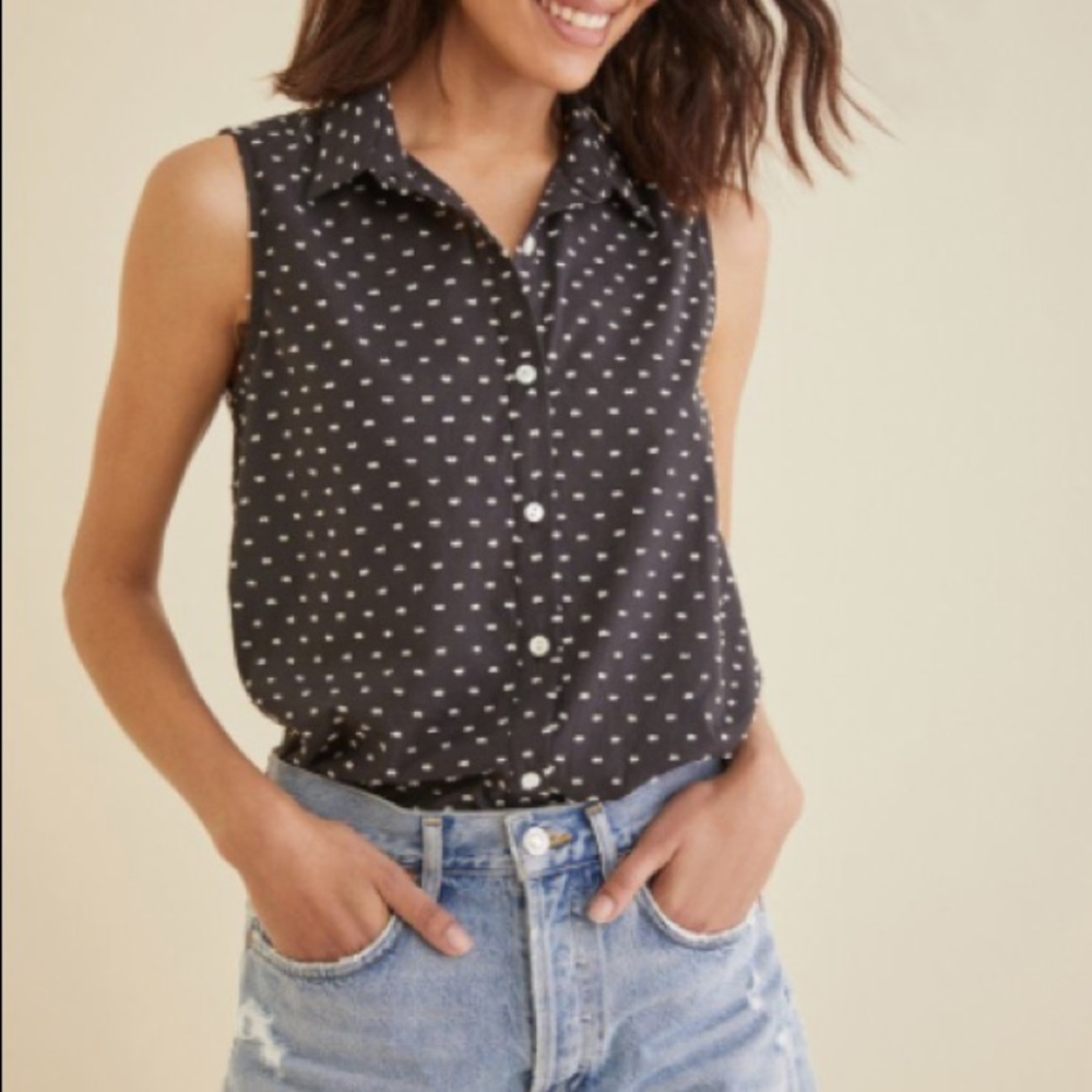 AMOUR VERT RILEY COTTON TOP BLACK DOT SIZE S